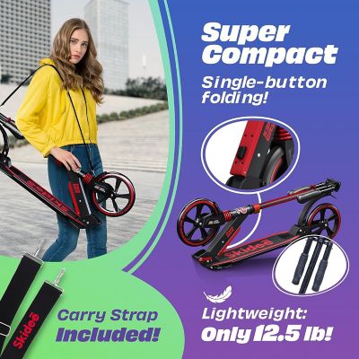 Image showing  Kids Scooter 2 Wheel Scooter, Adjustable Handles, Folding Scooter, Kick Scooters, Ages 5 and Up, Black/Red