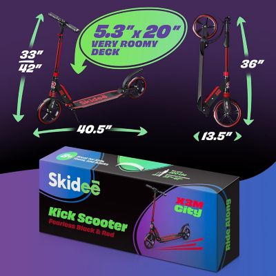 Image showing  Kids Scooter 2 Wheel Scooter, Adjustable Handles, Folding Scooter, Kick Scooters, Ages 5 and Up, Black/Red