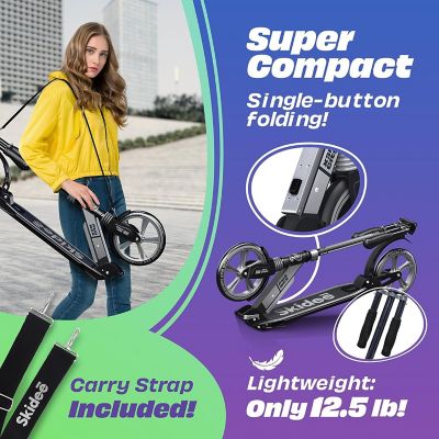 Image showing  Kids' 2-Wheel Folding Kick Scooter with Adjustable Handles, Ages 5 and Up, Black/Silver
