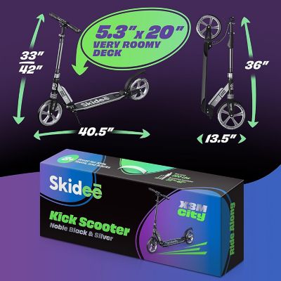 Image showing  Kids' 2-Wheel Folding Kick Scooter with Adjustable Handles, Ages 5 and Up, Black/Silver
