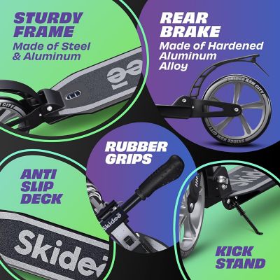 Image showing 5 th SKIDEE Kids' 2-Wheel Folding Kick Scooter with Adjustable Handles, Ages 5 and Up, Black/Silver