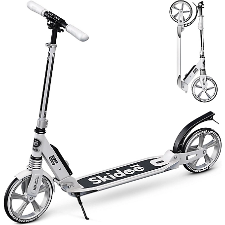 SKIDEE Kids Scooter 2 Wheel Scooter, Adjustable Handles, Folding Scooter, Kick Scooters, Ages 5 and Up, White/Black