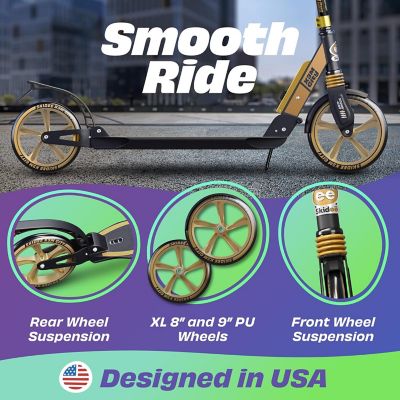 Image showing  Kids Scooter 2 Wheel Scooter, Adjustable Handles, Folding Scooter, Kick Scooters, Ages 5 and Up, Black/Gold