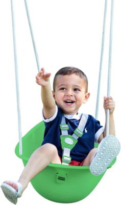 Swurfer Coconut Toddler Swing Baby Swing, 3-Point Adjustable Harness, Blister-Free Rope, Easy Installation, Green