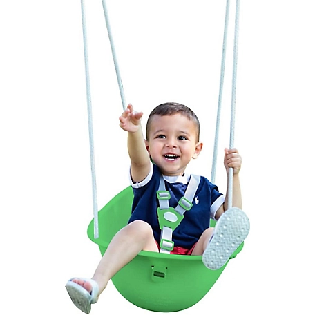 Swurfer Coconut Toddler Swing Baby Swing, 3-Point Adjustable Harness, Blister-Free Rope, Easy Installation, Green