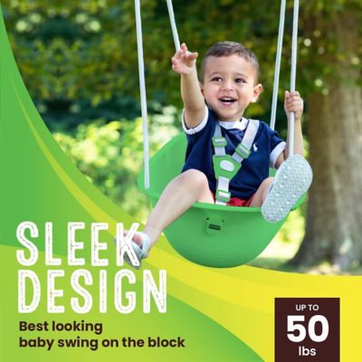 Image showing  Coconut Toddler and Baby Swing, 3-Point Adjustable Harness, Blister-Free Rope, Easy Installation, Green