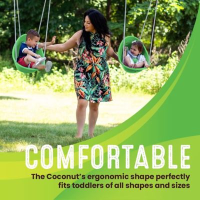 Image showing  Coconut Toddler and Baby Swing, 3-Point Adjustable Harness, Blister-Free Rope, Easy Installation, Green