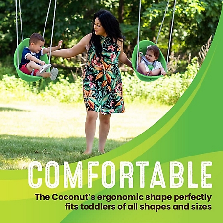 Swurfer Coconut Toddler Swing Baby Swing, 3-Point Adjustable Harness,  Blister-Free Rope, Easy Installation, Green