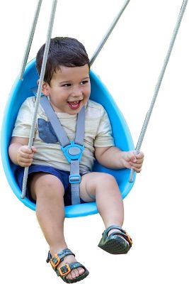 Swurfer Coconut Toddler Swing Baby Swing, 3-Point Adjustable Harness, Blister-Free Rope, Easy Installation, Blue