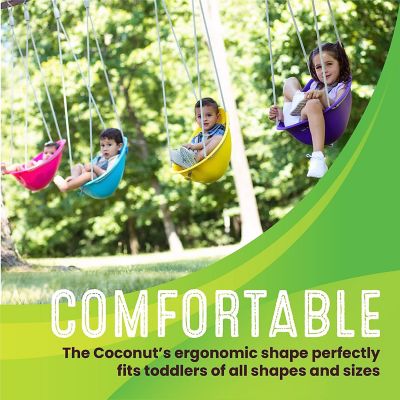Image showing  Coconut Toddler and Baby Swing, 3-Point Adjustable Harness, Blister-Free Rope, Easy Installation, Blue