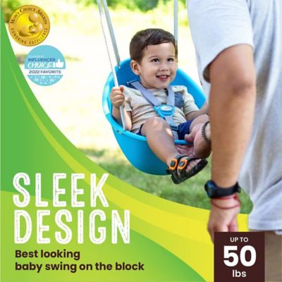 Image showing  Coconut Toddler and Baby Swing, 3-Point Adjustable Harness, Blister-Free Rope, Easy Installation, Blue