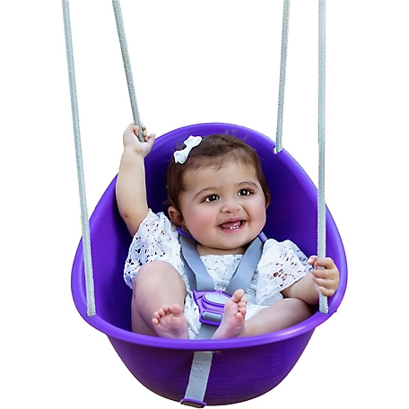 Swurfer Coconut Toddler Swing Baby Swing, 3-Point Adjustable Harness, Blister-Free Rope, Easy Installation, Purple