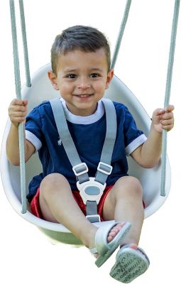 Swurfer Coconut Toddler Swing Baby Swing, 3-Point Adjustable Harness, Blister-Free Rope, Easy Installation, Ivory