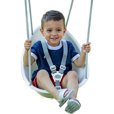 Swurfer Coconut Toddler Swing Baby Swing, 3-Point Adjustable Harness, Blister-Free Rope, Easy Installation, Ivory