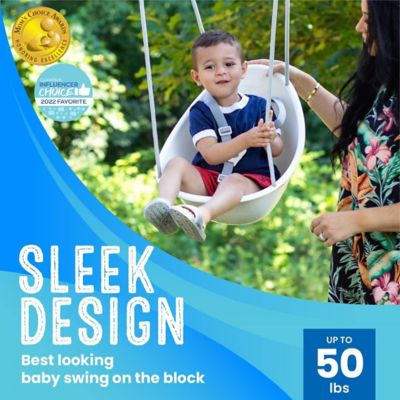 Image showing  Coconut Toddler and Baby Swing, 3-Point Adjustable Harness, Blister-Free Rope, Easy Installation, Ivory