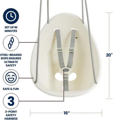 Image showing  Coconut Toddler and Baby Swing, 3-Point Adjustable Harness, Blister-Free Rope, Easy Installation, Ivory