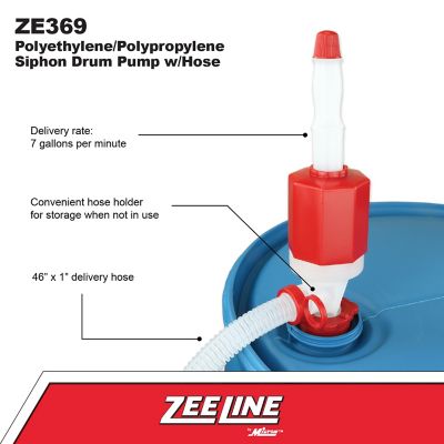 Image showing  Manual Polyethylene/Polypropylene Siphon Drum Pump with Hose, 7 GPM