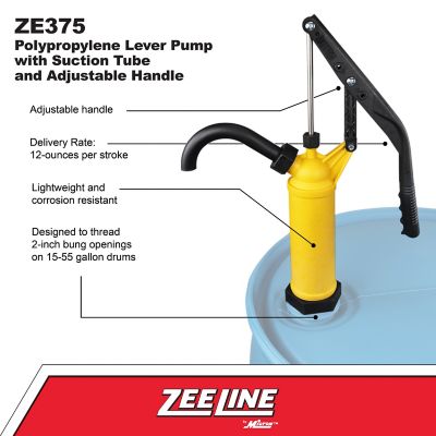 Image showing  Manual Polypropylene Lever Pump with Suction Tube and Adjustable Handle, 12 oz./Stroke