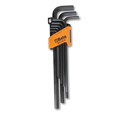 Beta Tools 96L/SC8 Set of 8 Long Arm Hex Keys, Black Oxide with Holder, 2-10mm