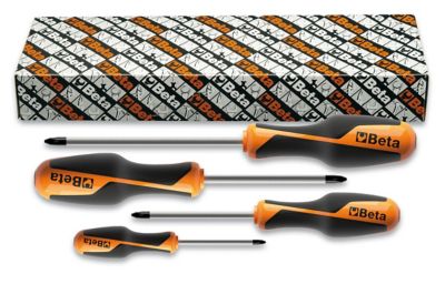 Beta Tools 4 pc. 1262 Series Phillips Screwdriver Set, #0, #1, #2, #3