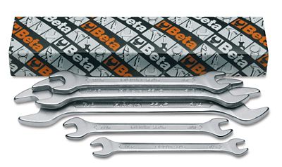 Beta Tools Assorted 55AS/5 Double End/Open End Wrenches, Matte Chrome Finish, 5 pc.