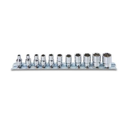 Beta Tools 900AS/SB11 Set 11 of 1/4" Drive Hand Sockets on Rail, Long Series