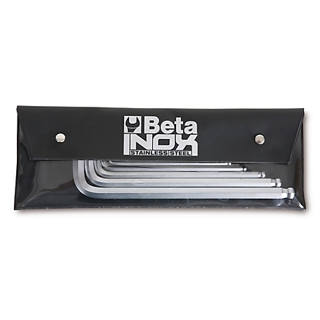 Beta Tools Set of 6 Ball end Hex Keys in Plastic Tool Pouch, Inox Stainless Steel