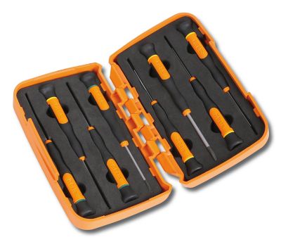 Beta Tools Micro-Screwdriver Set for Slotted and Phillips Head Screws in Hard Case, 8 pc.