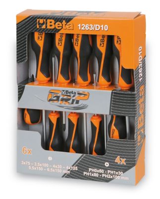 Beta Tools 1263/D10 Set of 10 Slotted and Phillips Head Screwdrivers