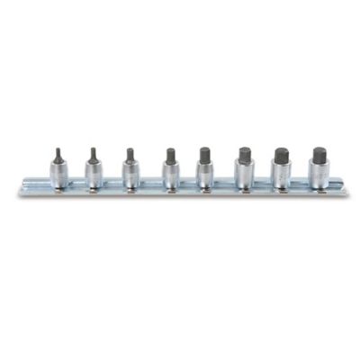 Beta Tools 900ME/SB8 Set of 8 1/4 in. Drive Hex Bit Sockets with Rail