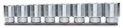 Beta Tools 920A/SB8 Set of 8 1/2 in. Drive 6 pt. Hand Sockets on Rail