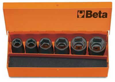 Beta Tools 720/C6 Set of 6 1/2 in. Square Drive 6 pt. Impact Sockets