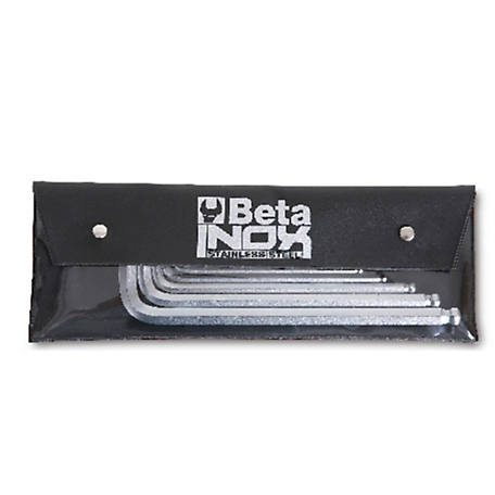 Beta Tools 96BPINOX/B9 Set of 9 Ball end Hex Keys in Plastic Tool Pouch, Inox Stainless Steel