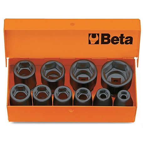 Beta Tools 710/C10 10-piece Impact Socket Set, 1/2 in. Drive, 7-22mm
