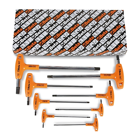 Beta Tools 96T/S8 Set of 8 Hex Key Wrenches with High Torque T-Handle, Metric 2-10 mm