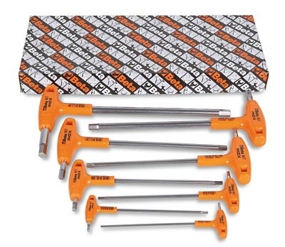 Beta Tools Stainless Steel Hex Key Wrenches with High Torque T-Handles, 2.5-10mm, 8 pc.