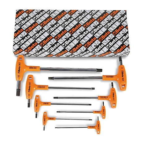 Beta Tools 96T/AS8 Set of 8 Hex Key Wrenches with High Torque T-Handles, 3/32 - 3/8