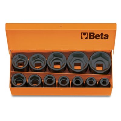 Beta Tools 720/C12 Set of 12 Square Drive Impact Sockets, 6 pt, 1/2 in. Drive