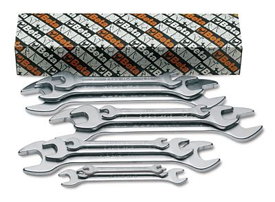 Beta Tools Assorted 55/S13 Double End/Open End Wrench Set, Matte Chrome Finish, 13 pc.