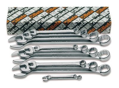 Beta Tools 42AS Set of 13 15 degree Offset Combination Wrenches, SAE, Chrome-Plated, 1/4 - 1 in.