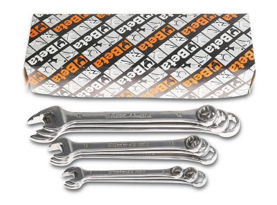 Beta Tools 42 INOX Set of 11 15 degree Offset Combination Wrenches, Stainless Steel, Metric 6-19 mm
