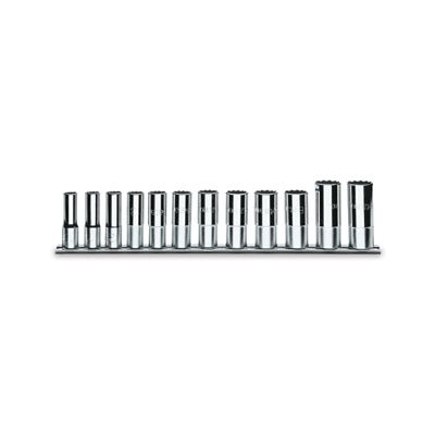 Beta Tools 910ASL/SB12 Set of 12 3/8 in. Drive 12 pt. Hand Sockets on Rail