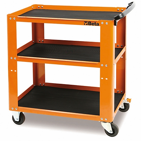 Beta Tools C51 Easy Trolley 3-Shelf Shop Cart, Orange