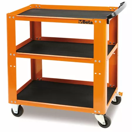 Beta Tools C51 Easy Trolley 3-Shelf Workshop Trolley Orange Tool Carts