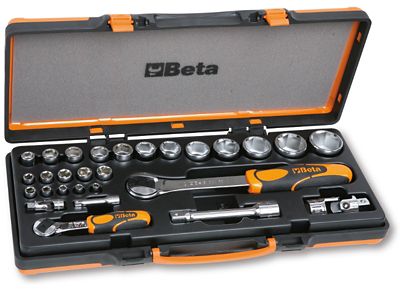 Beta Tools 902A/C22 28-piece 1/4" and 1/2" Drive Socket and Accessories Set