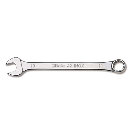 Beta Tools 42INOX 12 Point 15 degree Offset Combination Wrench - Metric, Stainless Steel, Polished Finish, 38 mm