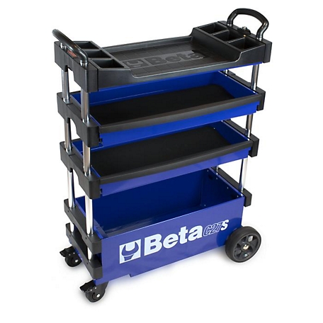 Beta Tools C27S Collapsible Rolling Tool Cart, Blue