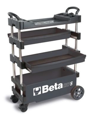 Beta Tools C27S Collapsible Rolling Tool Cart, Grey