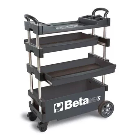 Beta Tools Foldable Rolling Tool Cart Gray Tool Carts