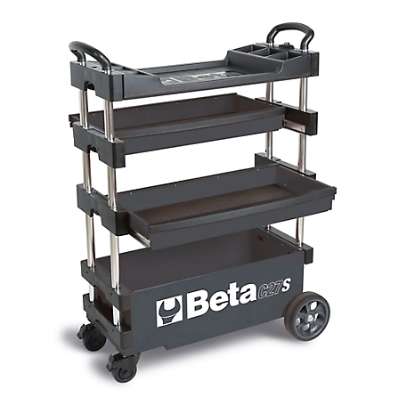 Beta Tools C27S Collapsible Rolling Tool Cart, Grey